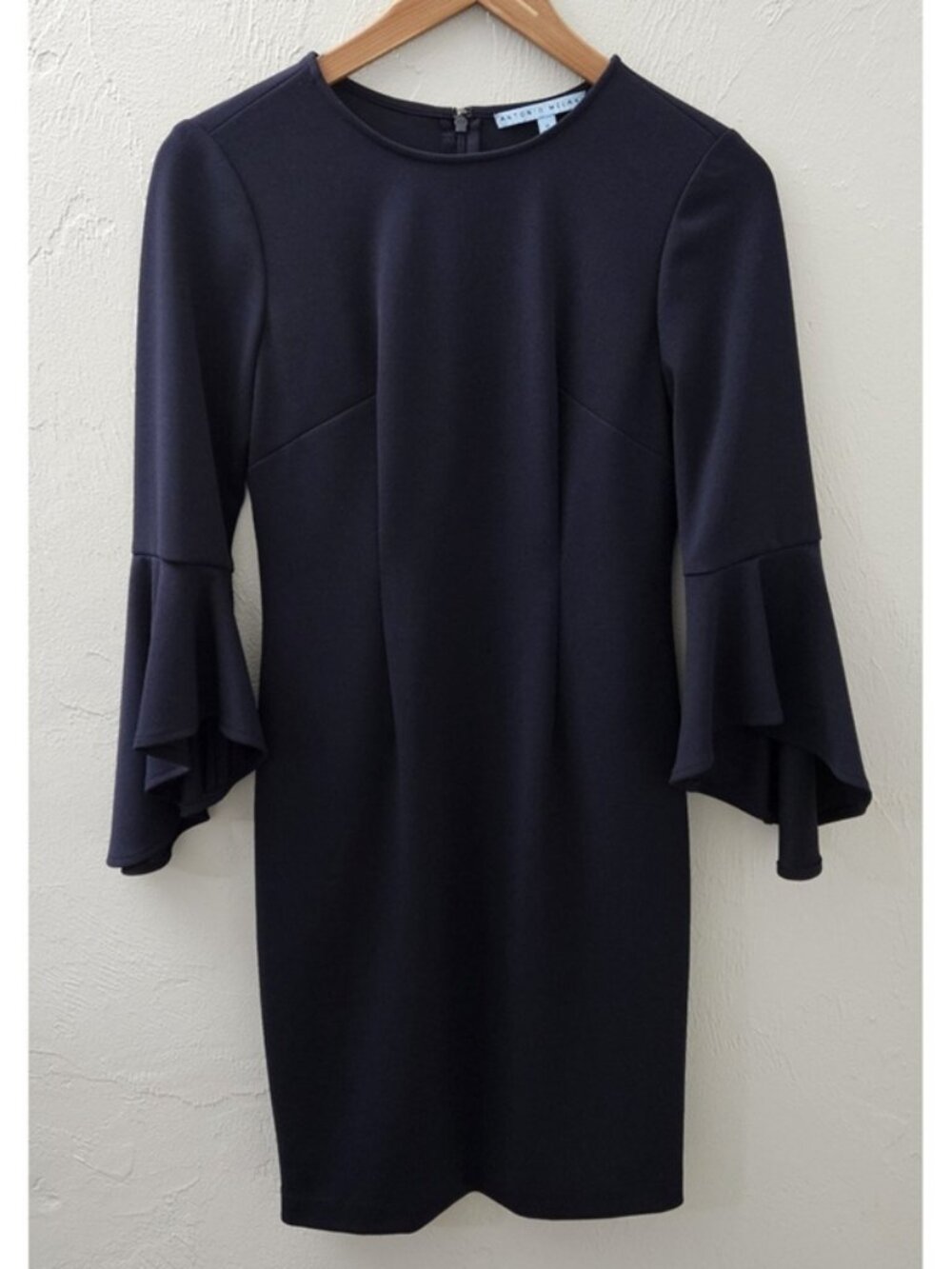 Navy Bell Sleeve Sheath Mini Dress